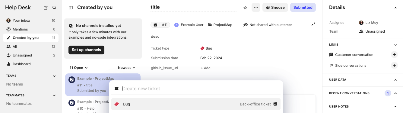 Create a new ticket in your help desk.