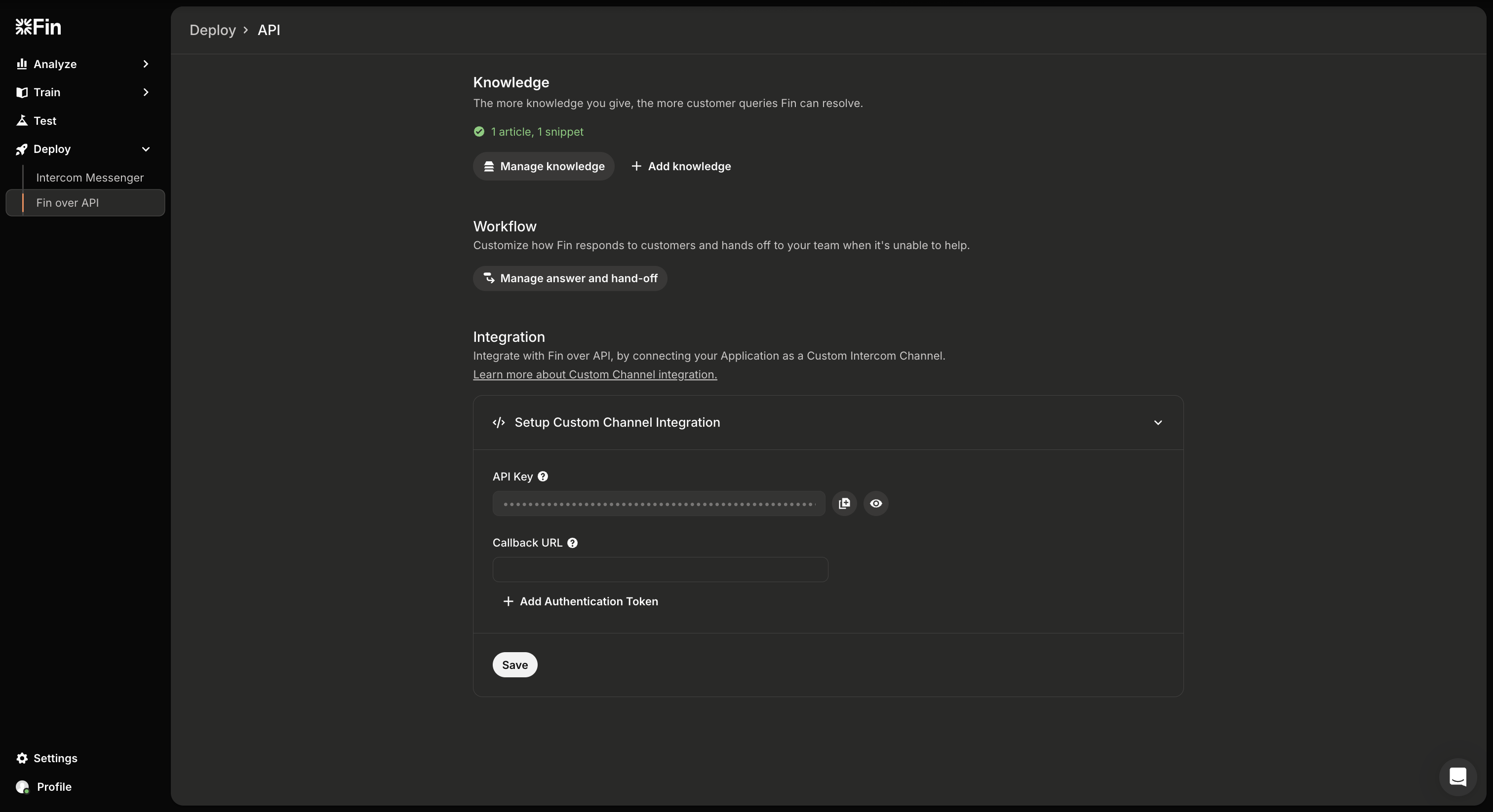 Setup page