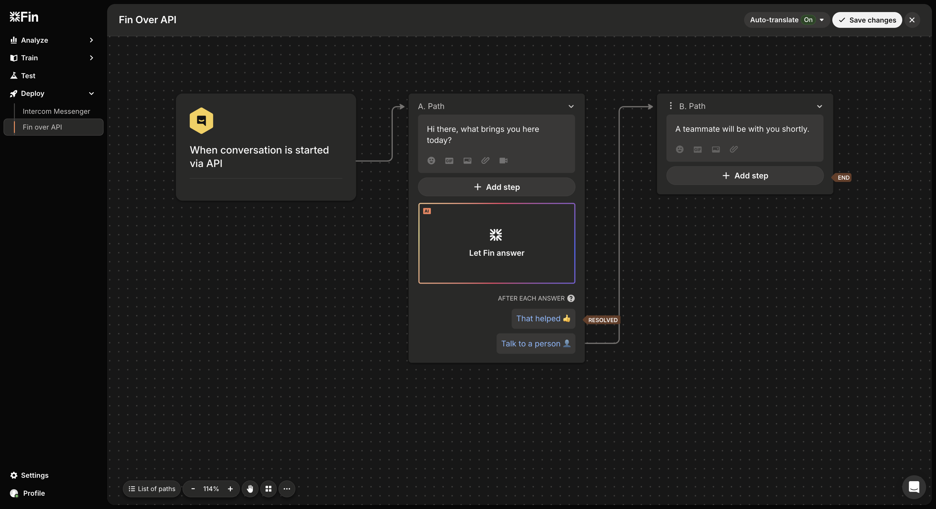 Setup page
