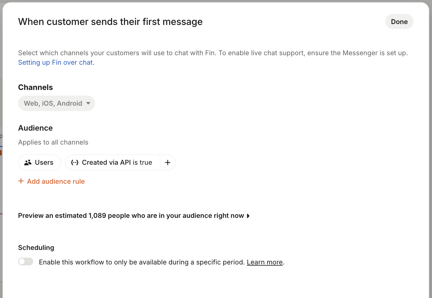 Set up the Created via API Audience
