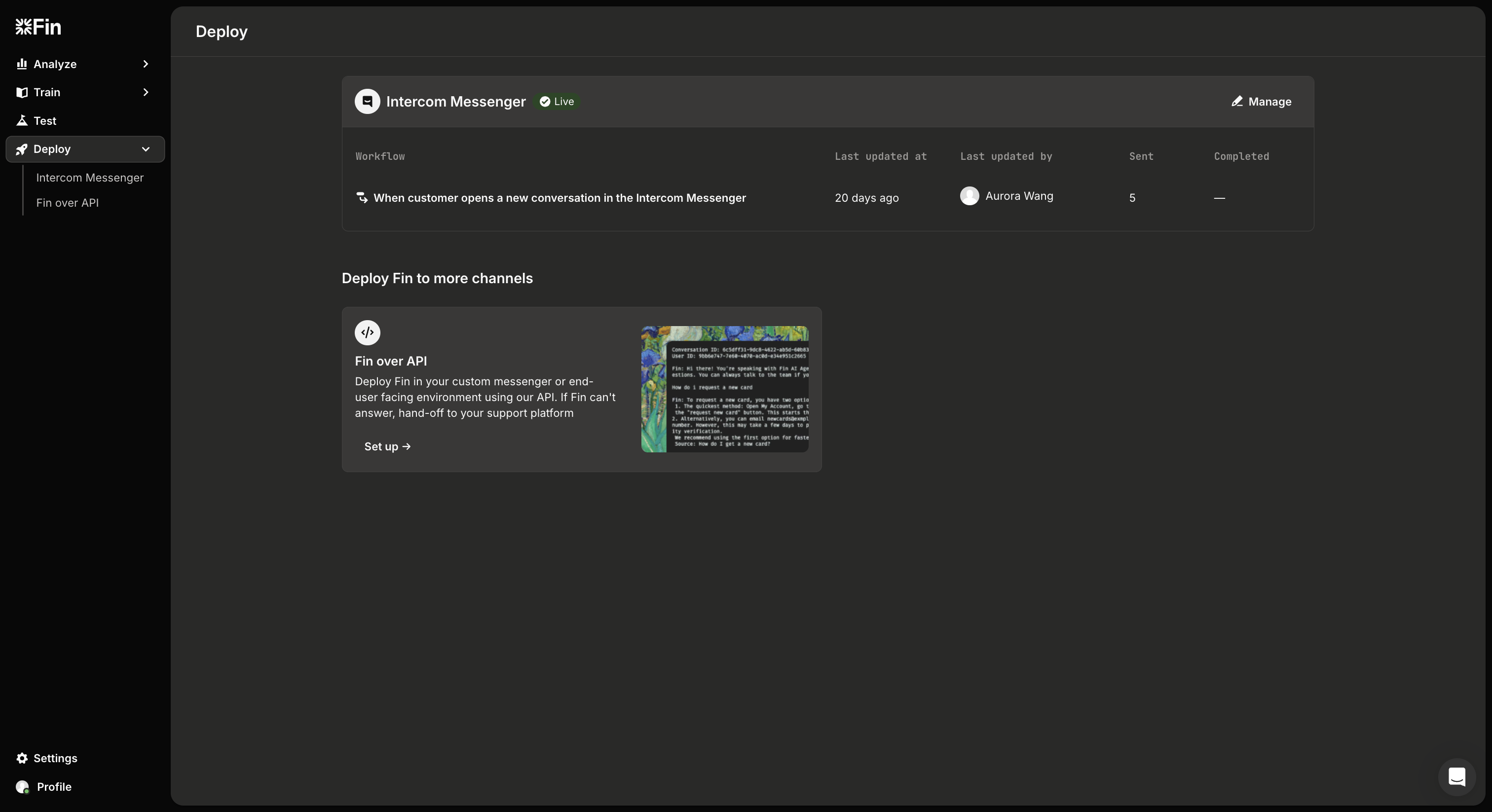 Setup page